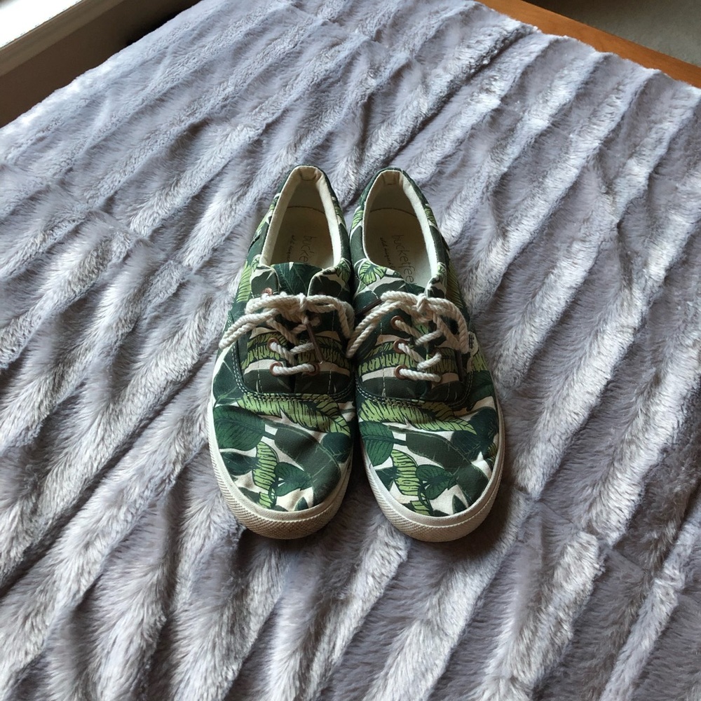 leaf print sneakers